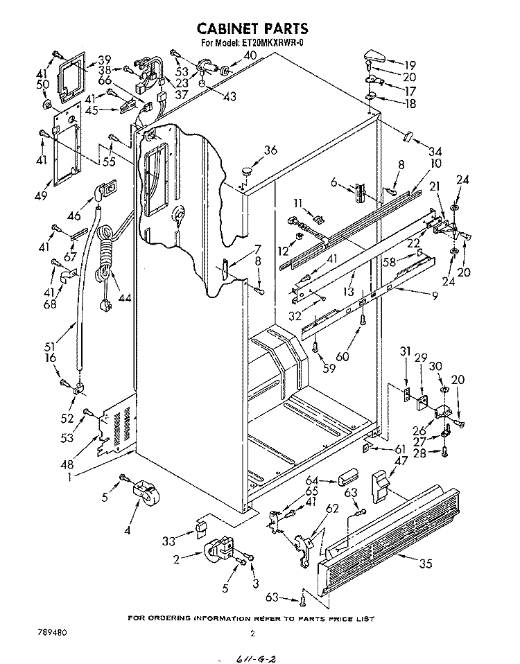 CABINET Diagram and Parts List for ET20MKXRWR0  Whirlpool Refrigerator