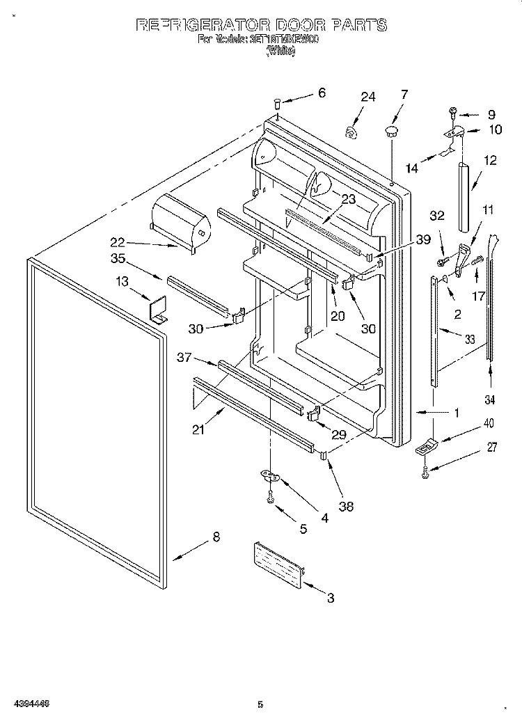 REFRIGERATOR DOOR Diagram and Parts List for 3ET18TMXEW00  Whirlpool Refrigerator