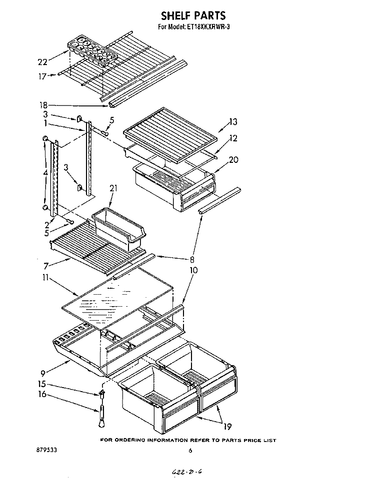 SHELF Diagram and Parts List for ET18XKXRWR3  Whirlpool Refrigerator