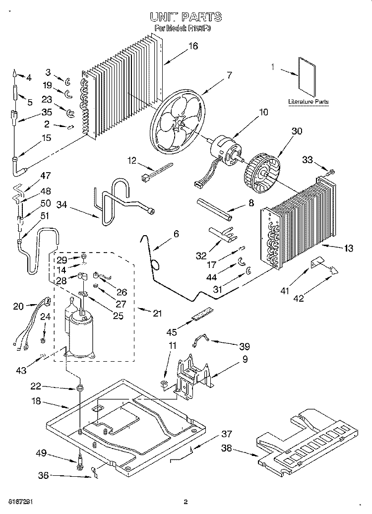 UNIT, LITERATURE Diagram and Parts List for R183F0  Whirlpool Air Conditioner