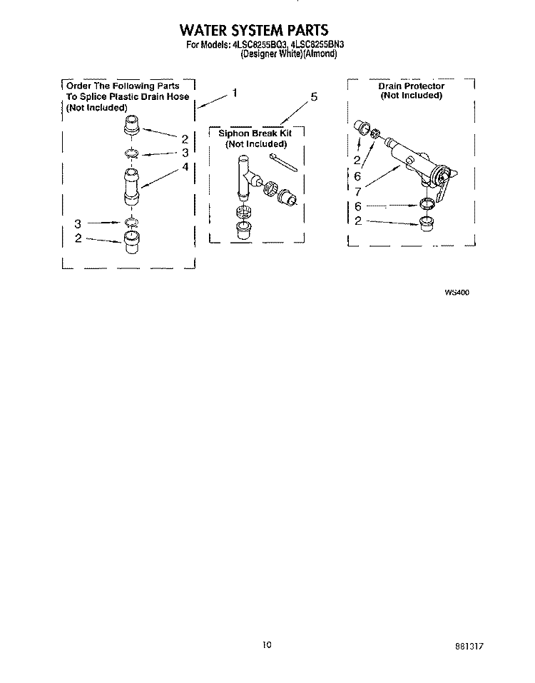 WATER SYSTEM Diagram and Parts List for 4LSC8255BQ3  Whirlpool Washer