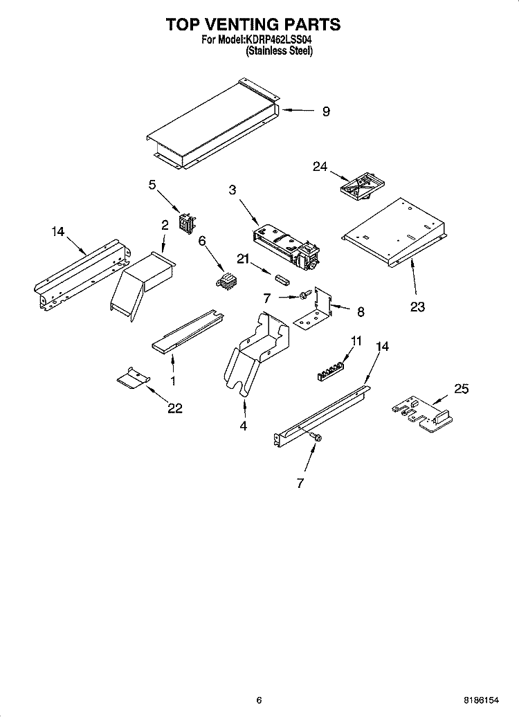 TOP VENTING PARTS Diagram and Parts List for KDRP462LSS04  KitchenAid Range