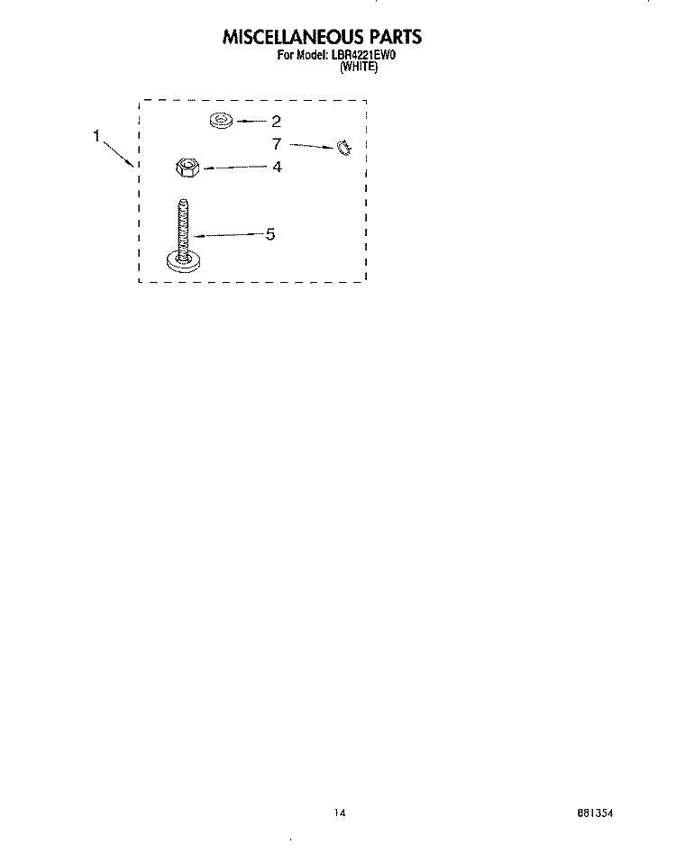 MISCELLANEOUS, LIT/OPTIONAL Diagram and Parts List for LBR4221EW0  Whirlpool Washer