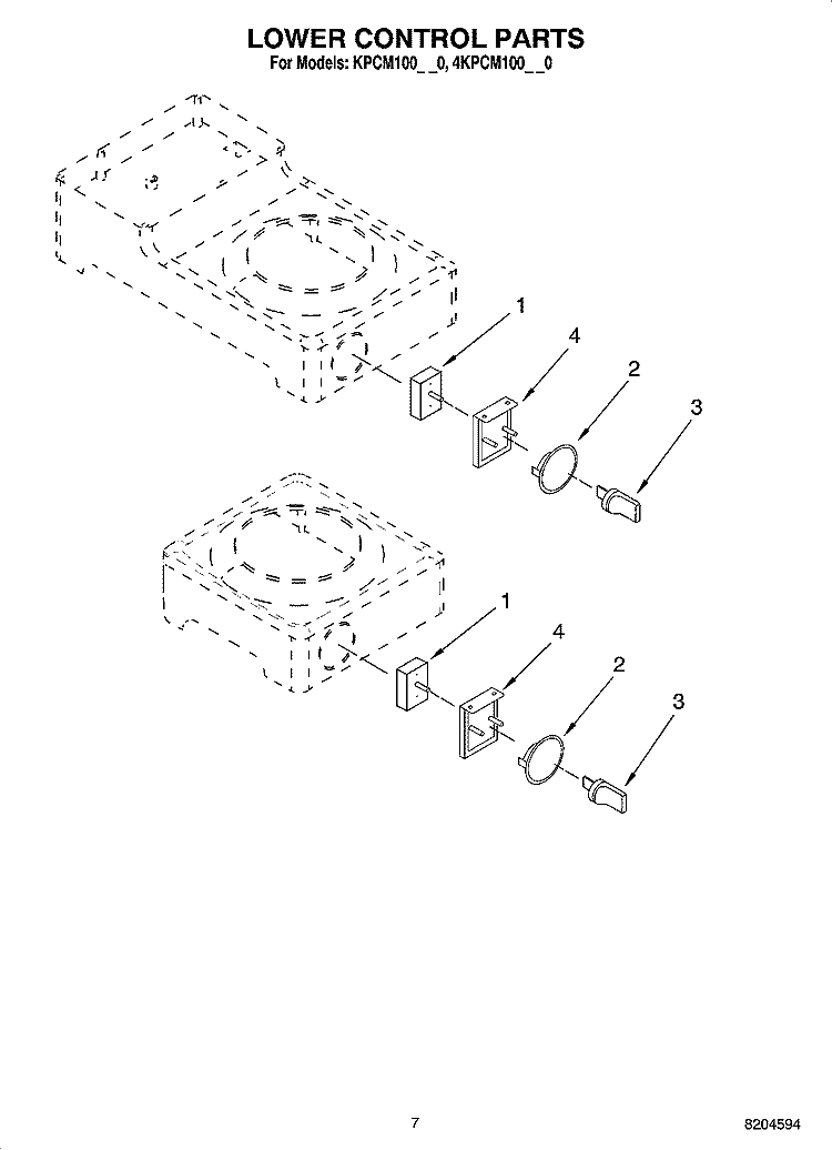 LOWER CONTROL PARTS Diagram and Parts List for 4KPCM100PM0  KitchenAid Coffee Maker