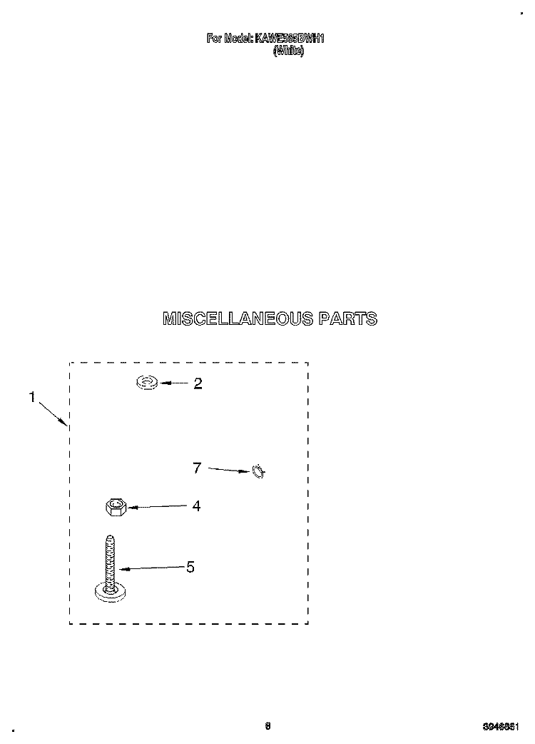 MISCELLANEOUS Diagram and Parts List for KAWE565BWH1  KitchenAid Washer