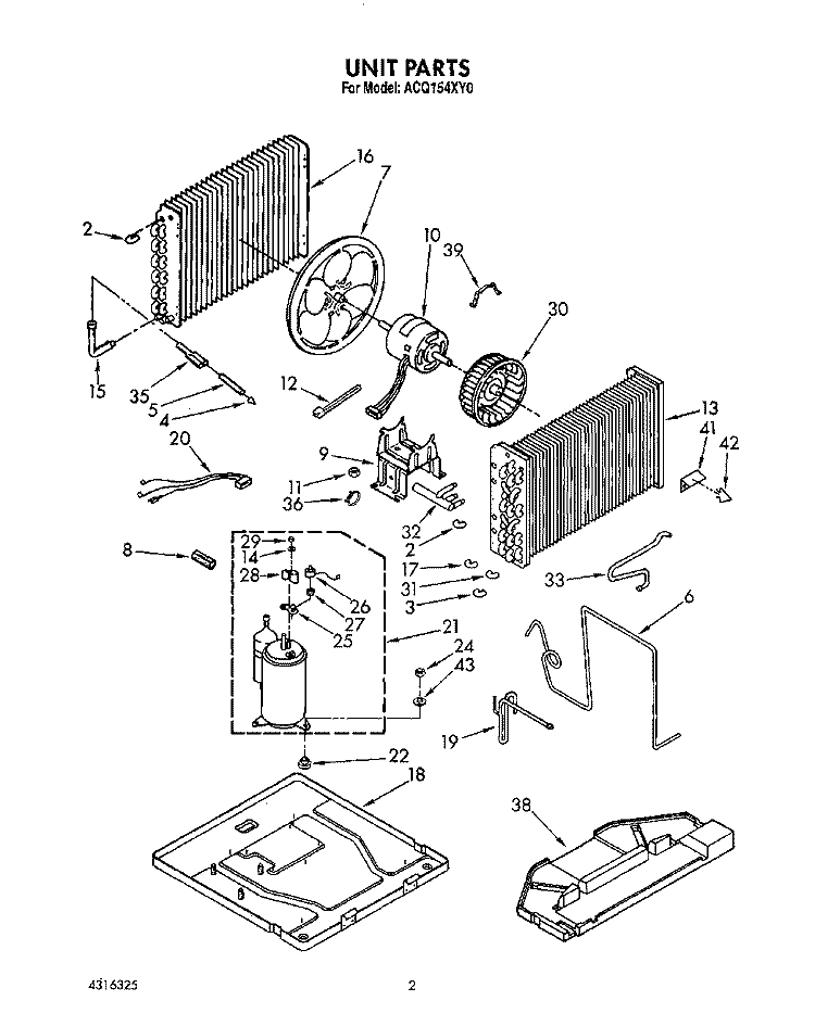 UNIT, LIT/OPTIONAL Diagram and Parts List for ACQ154XY0  Whirlpool Air Conditioner