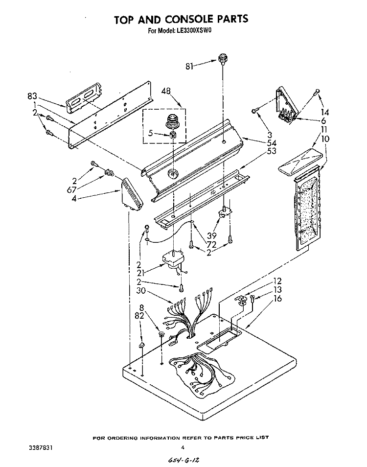 SECTION Diagram and Parts List for LE3300XSW0  Whirlpool Dryer