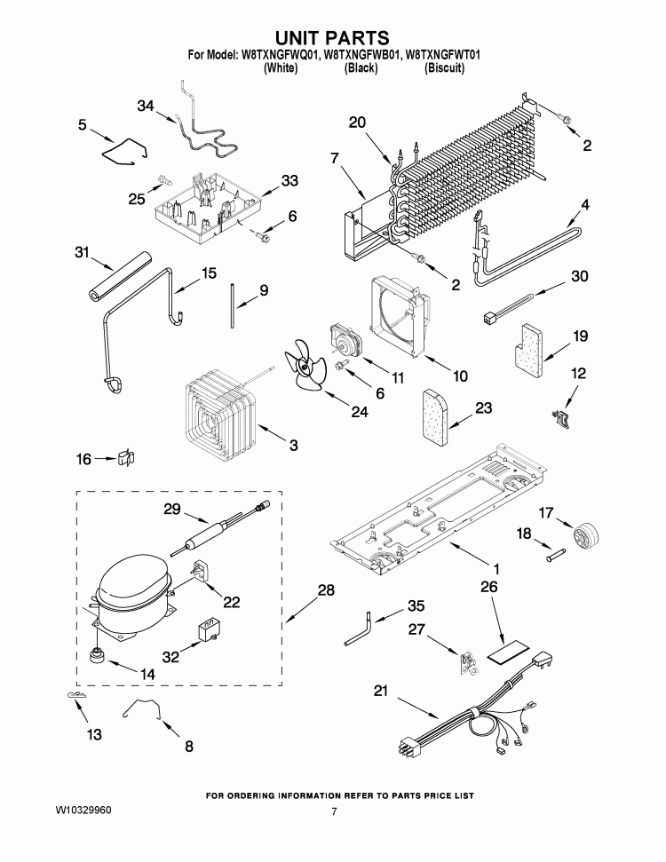 UNIT PARTS Diagram and Parts List for W8TXNGFWB01  Whirlpool Refrigerator