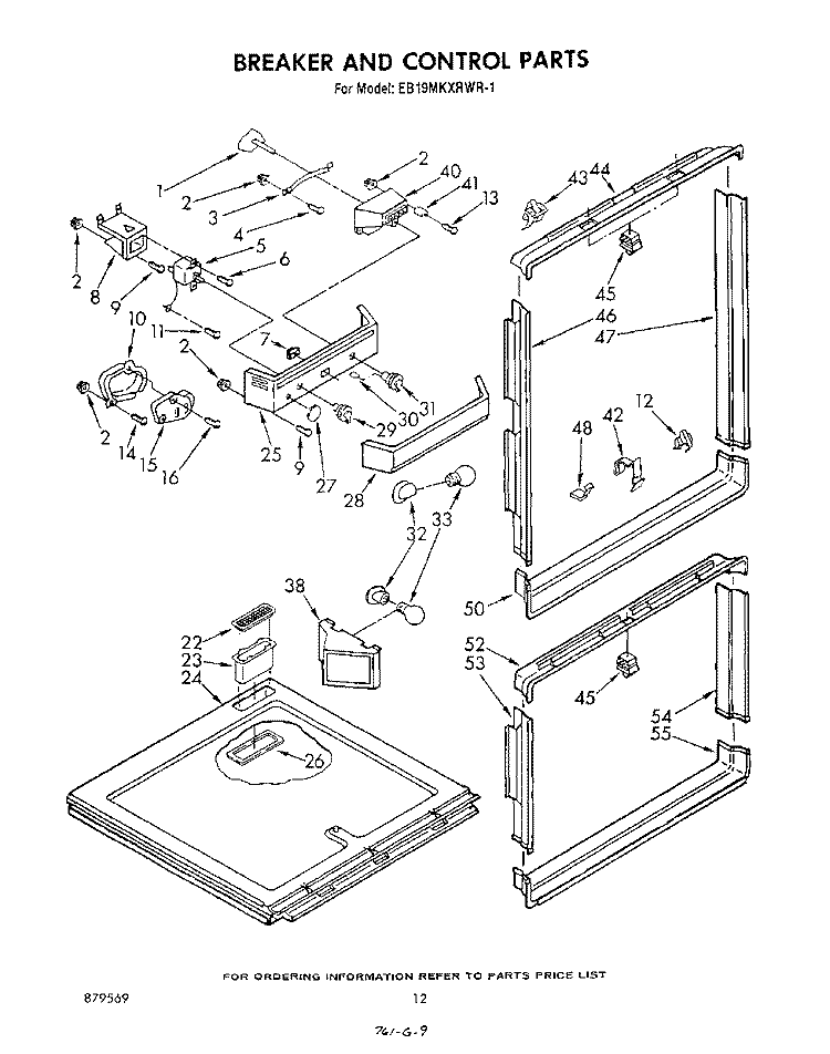 BREAKER AND CONTROL Diagram and Parts List for EB19MKXRWR1  Whirlpool Refrigerator
