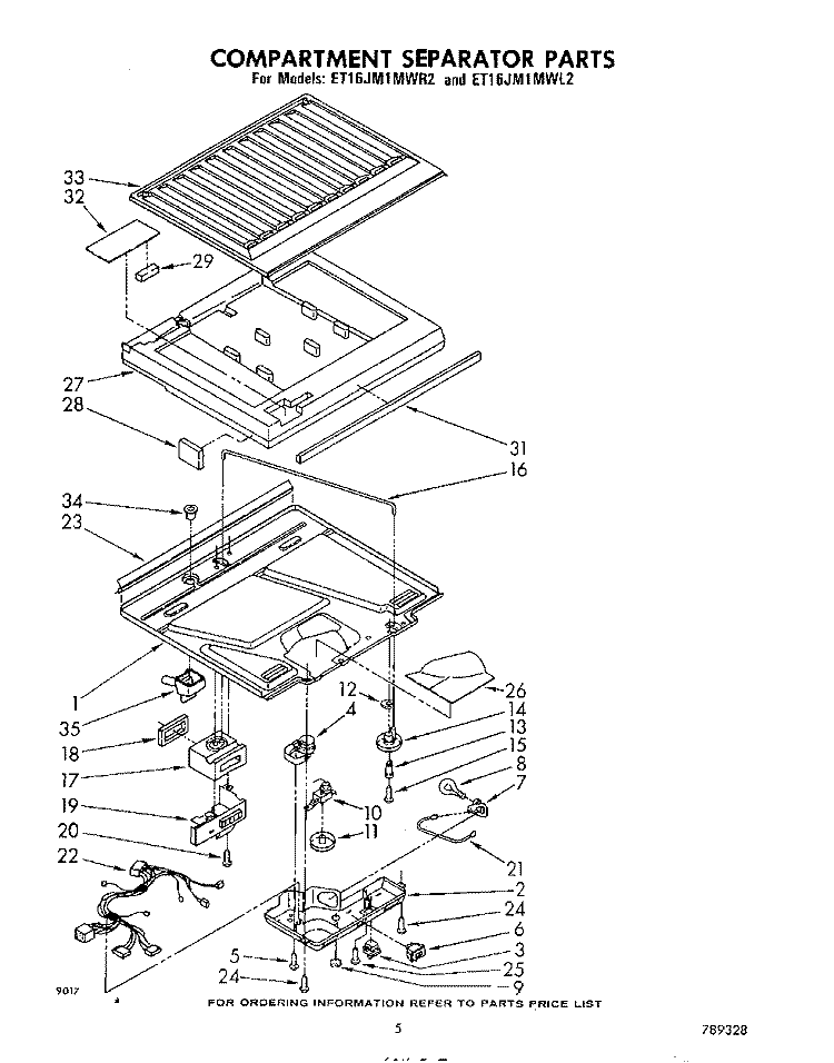 COMPARTMENT SEPARATOR Diagram and Parts List for ET16JM1MWR2  Whirlpool Refrigerator