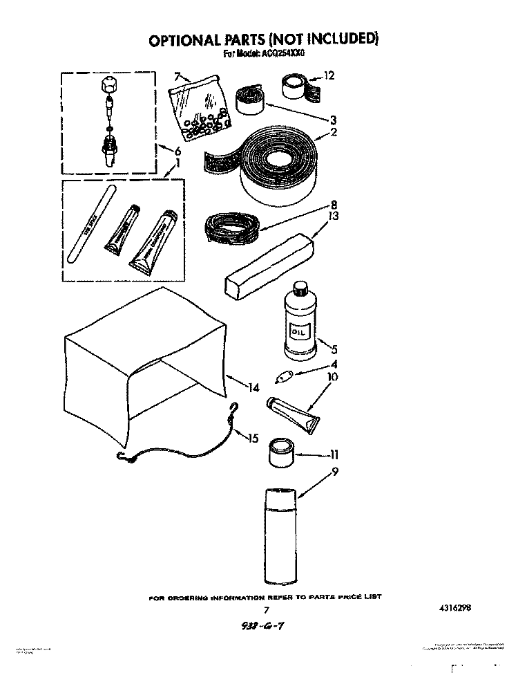 OPTIONAL Diagram and Parts List for ACQ254XX0  Whirlpool Air Conditioner