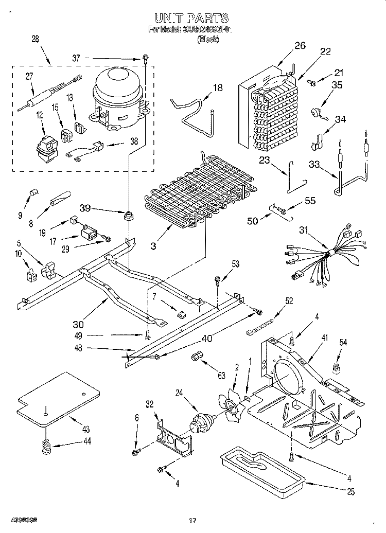 UNIT Diagram and Parts List for 3XARG488GF01  Whirlpool Refrigerator