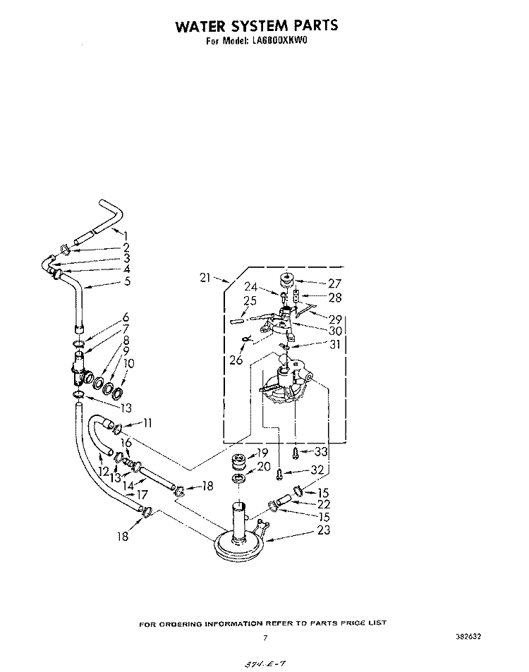 WATER SYSTEM Diagram and Parts List for LA6800XKW0  Whirlpool Washer