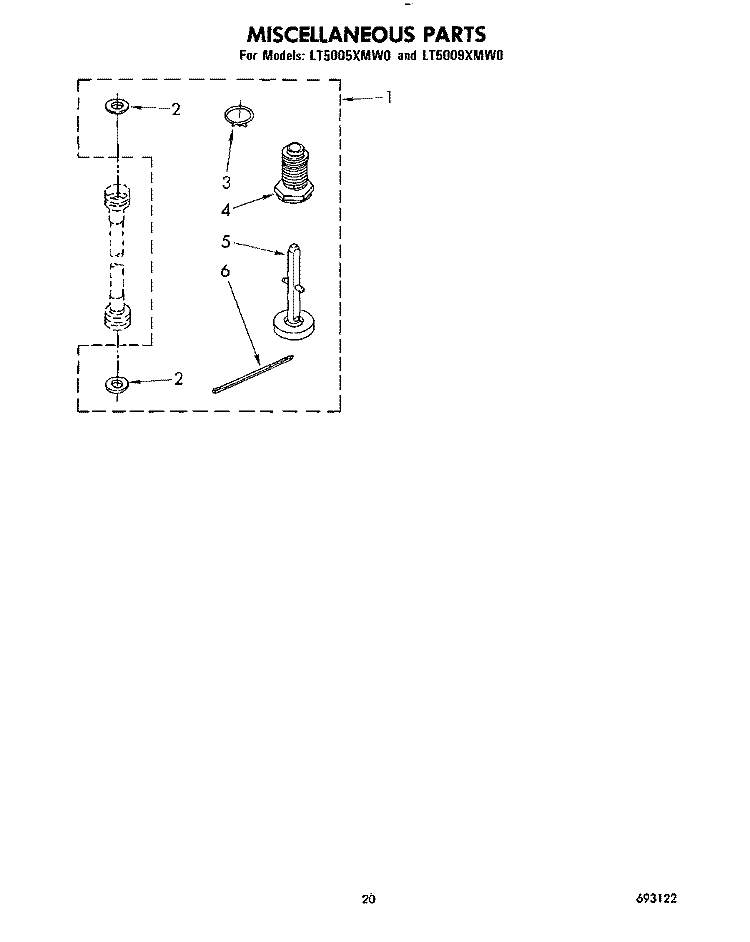 MISCELLANEOUS, LIT/OPTIONAL Diagram and Parts List for LT5005XMW0  Whirlpool Washer Dryer Combo