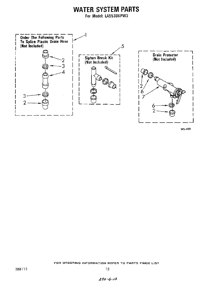 WATER SYSTEM Diagram and Parts List for LA5530XPW3  Whirlpool Washer