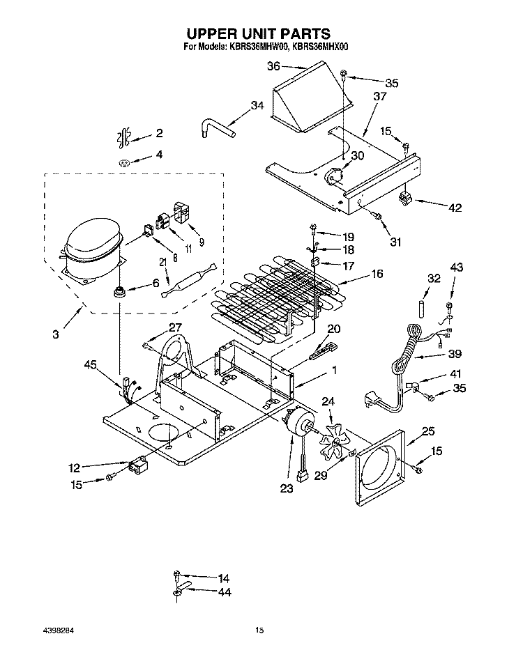 UPPER UNIT Diagram and Parts List for KBRS36MHW00  KitchenAid Refrigerator