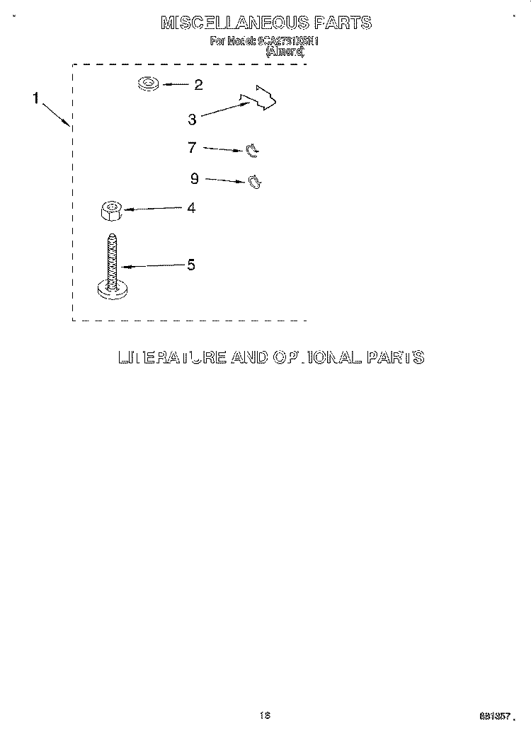 MISCELLANEOUS, LIT/OPTIONAL Diagram and Parts List for 9CA2781XSN1  Whirlpool Washer