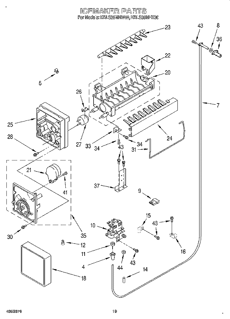 ICEMAKER Diagram and Parts List for KBLS36MHX00  KitchenAid Refrigerator