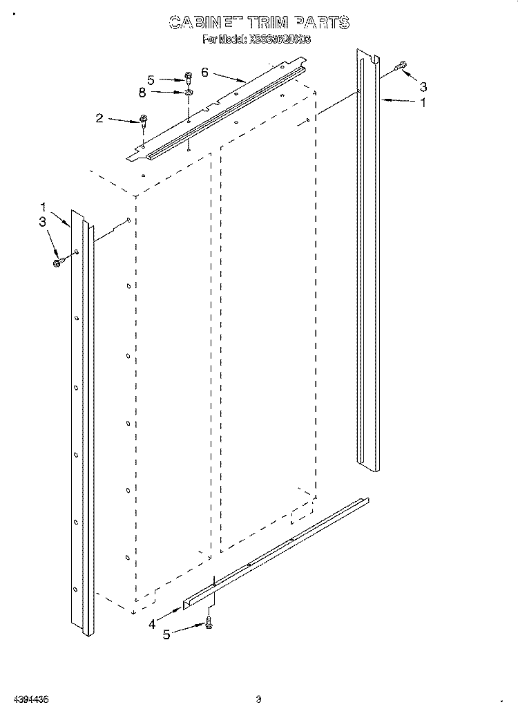 CABINET TRIM Diagram and Parts List for KSSS36QDX03  KitchenAid Refrigerator