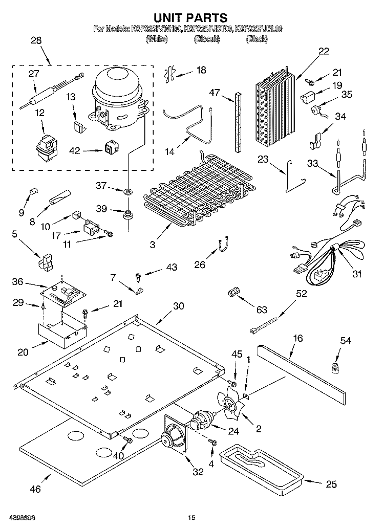 UNIT Diagram and Parts List for KSFS25FJBL00  KitchenAid Refrigerator
