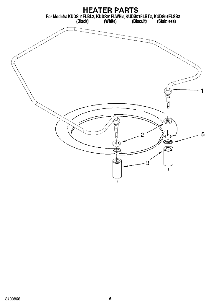 HEATER PARTS Diagram and Parts List for KUDS01FLBL2  KitchenAid Dishwasher