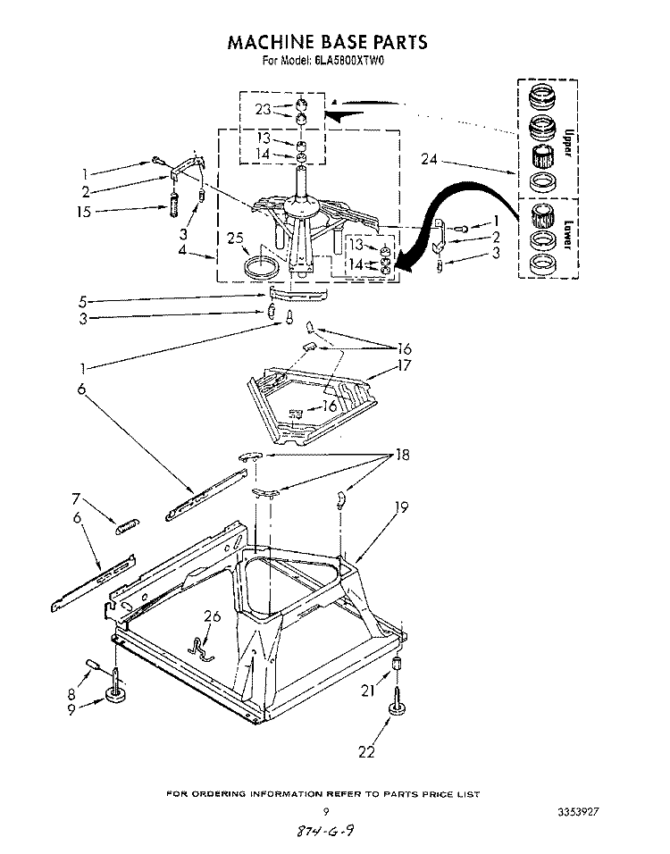 MACHINE BASE Diagram and Parts List for 6LA5800XTM0  Whirlpool Washer