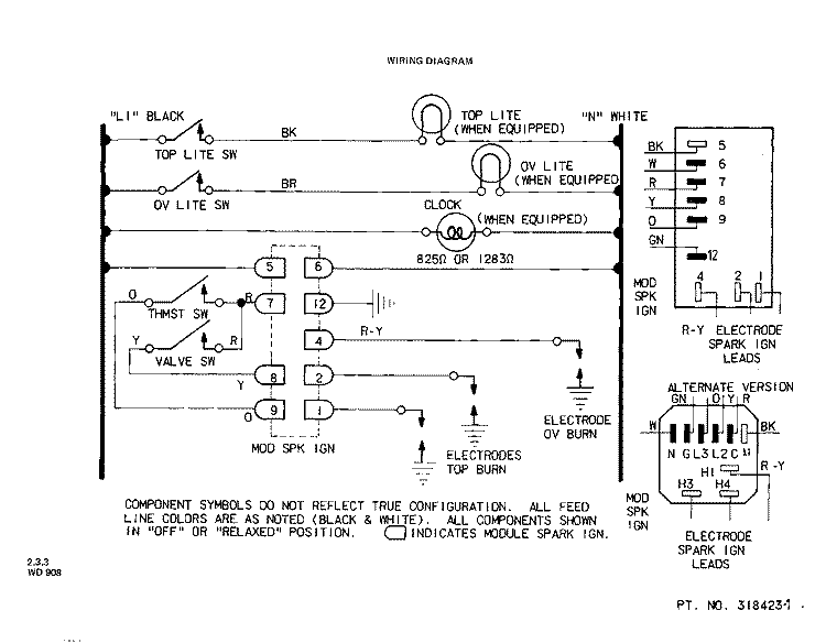 WIRING DIAGRAM Diagram and Parts List for 1444W1A  Roper Range