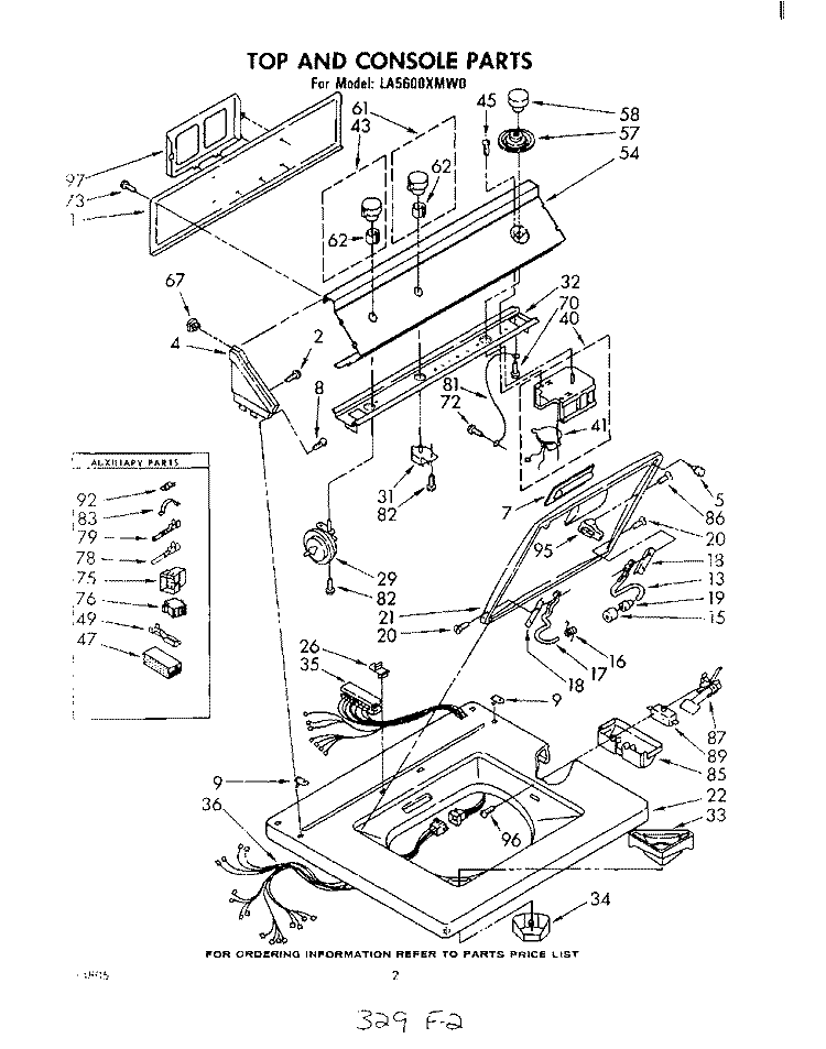 TOP AND CONSOLE Diagram and Parts List for LA5600XMW0  Whirlpool Washer