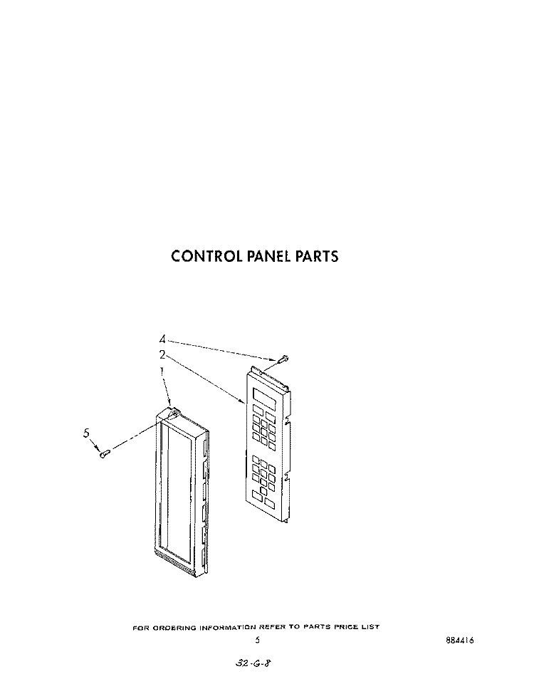 CONTROL PANEL Diagram and Parts List for KCMS132SBL5  KitchenAid Microwave
