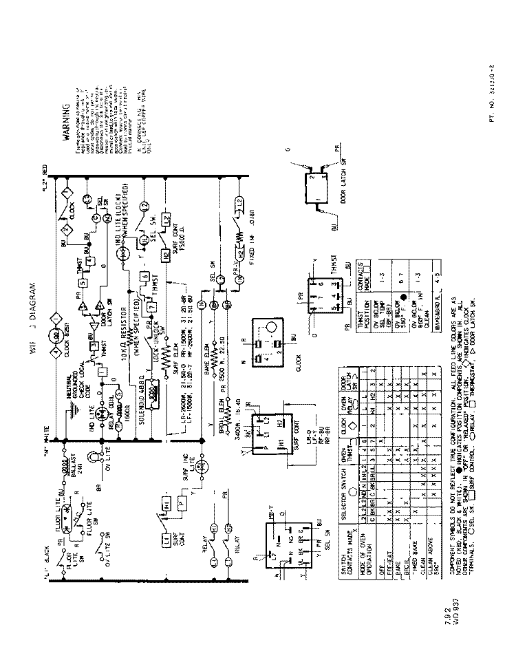 WIRING DIAGRAM Diagram and Parts List for 2382W2A  Roper Range