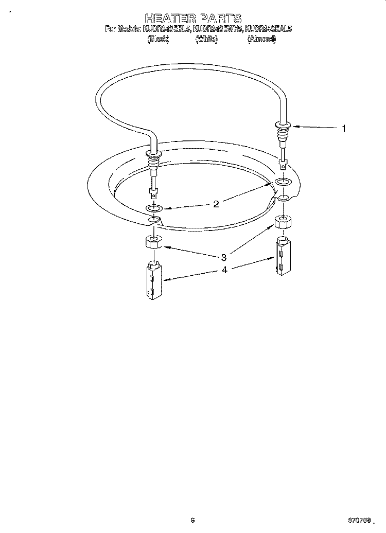 HEATER Diagram and Parts List for KUDR24SEBL5  KitchenAid Dishwasher