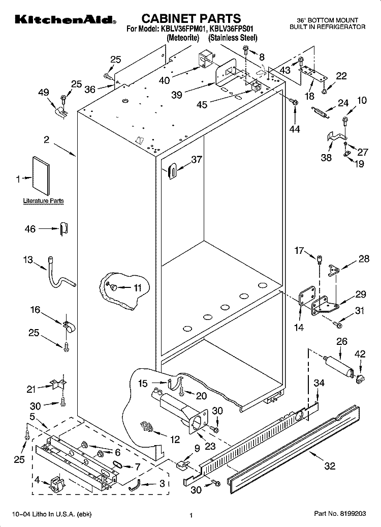 CABINET PARTS Diagram and Parts List for KBLV36FPM01  KitchenAid Refrigerator