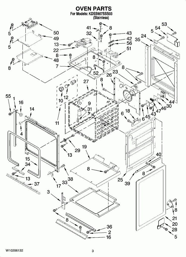 OVEN PARTS Diagram and Parts List for KDSS907SSS03  KitchenAid Range