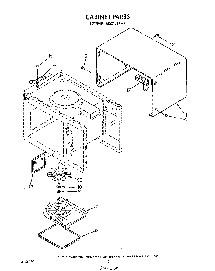 CABINET, OPTIONAL Diagram and Parts List for MS2101XW0  Whirlpool Microwave