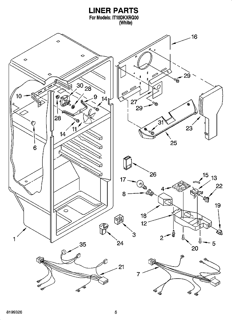 LINER PARTS Diagram and Parts List for IT18DKXRQ00  Inglis Refrigerator