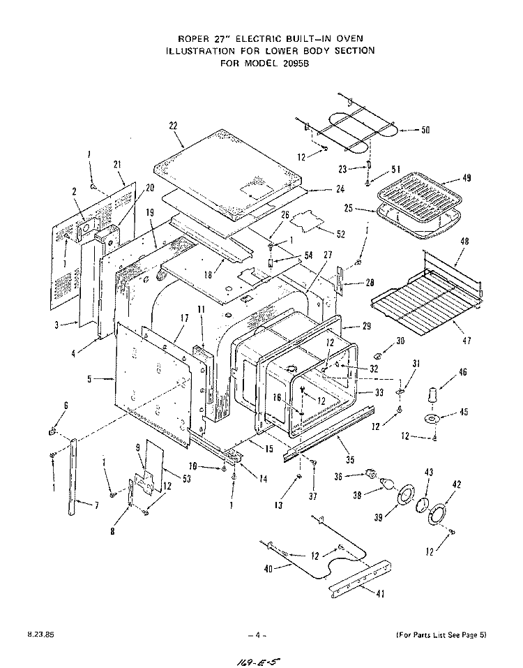 LOWER BODY Diagram and Parts List for 2095B0A  Roper Range