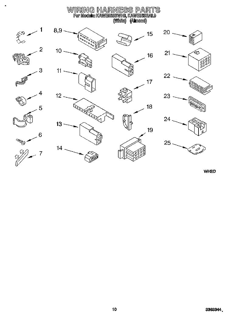 WIRING HARNESS Diagram and Parts List for KAWE565BAL0  KitchenAid Washer