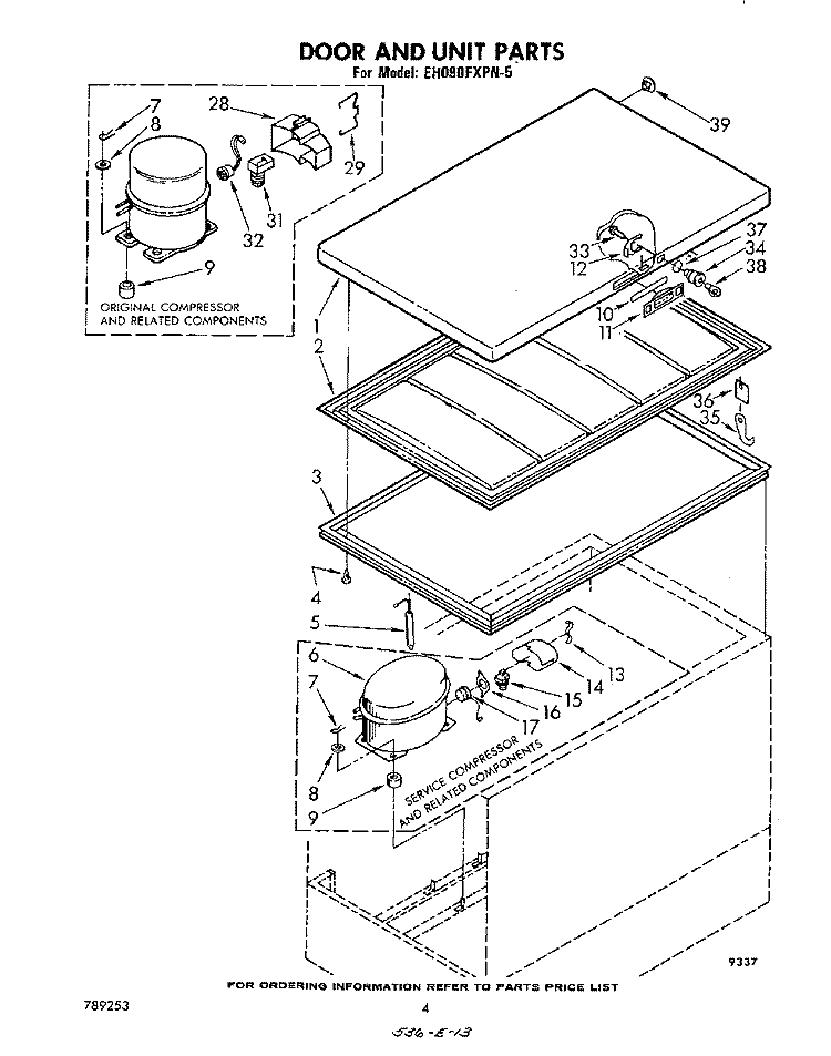 SECTION Diagram and Parts List for EH090FXPN5  Whirlpool Freezer