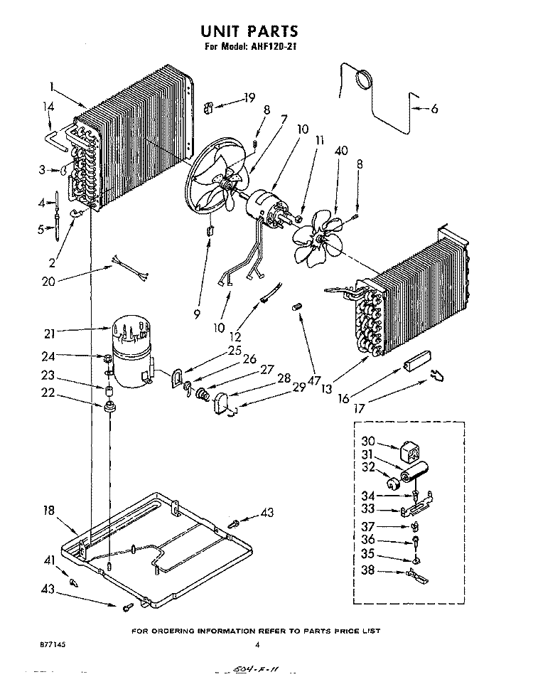 SECTION Diagram and Parts List for AHF12021  Whirlpool Air Conditioner