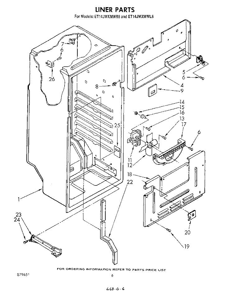 LINER , LIT/OPTIONAL Diagram and Parts List for ET14JMXMWR6  Whirlpool Refrigerator
