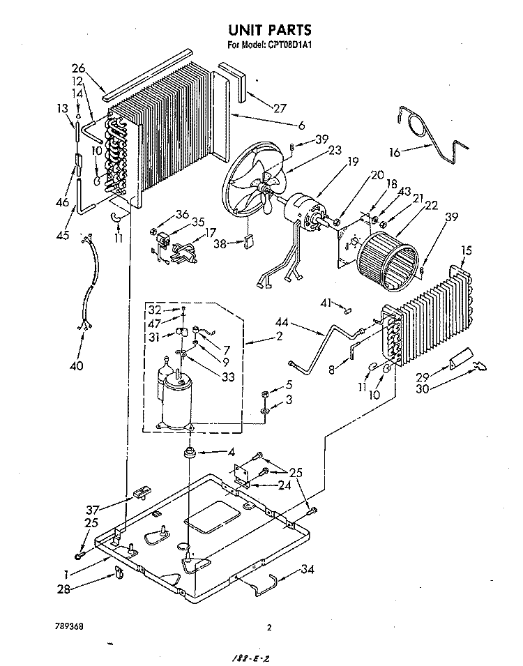 UNIT Diagram and Parts List for CPT08DA1A  Whirlpool Air Conditioner