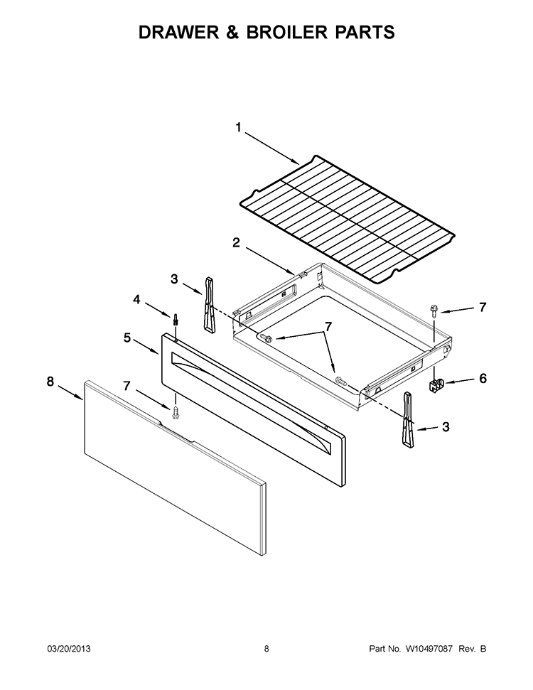DRAWER & BROILER PARTS Diagram and Parts List for YWFC150M0AS0  Whirlpool Range
