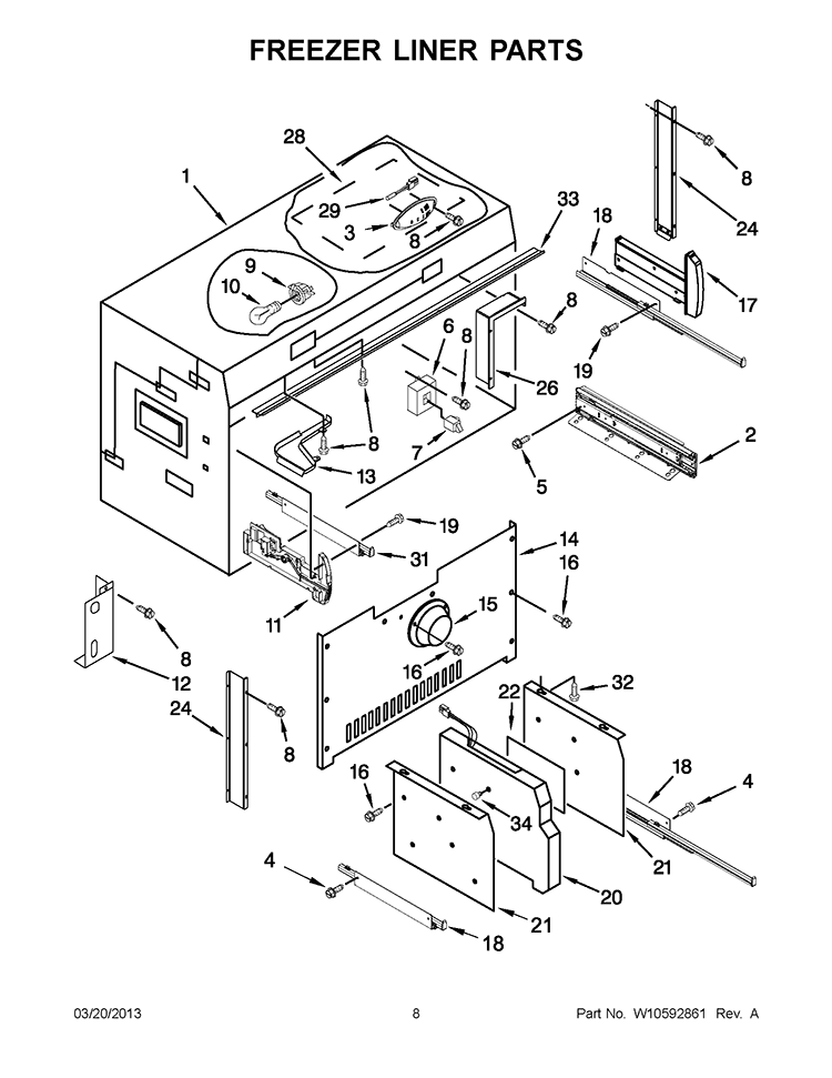 FREEZER LINER PARTS Diagram and Parts List for KBFC42FTS07  KitchenAid Refrigerator