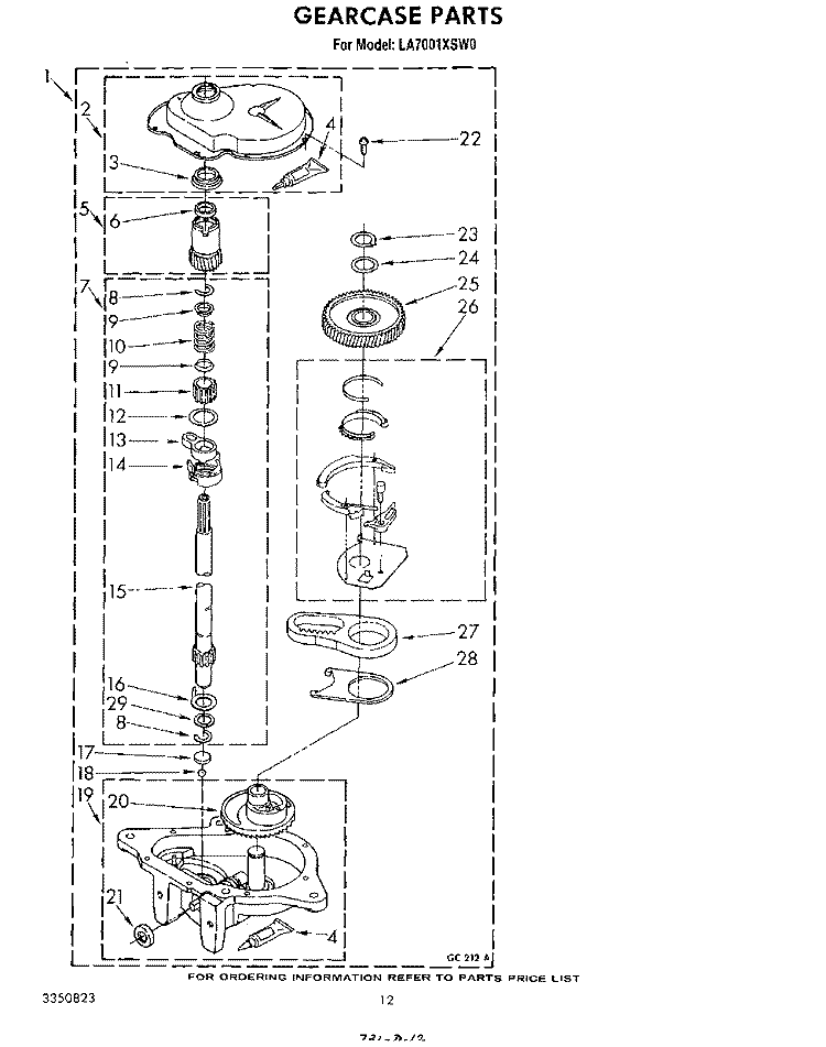 GEARCASE Diagram and Parts List for LA7001XSW0  Whirlpool Washer