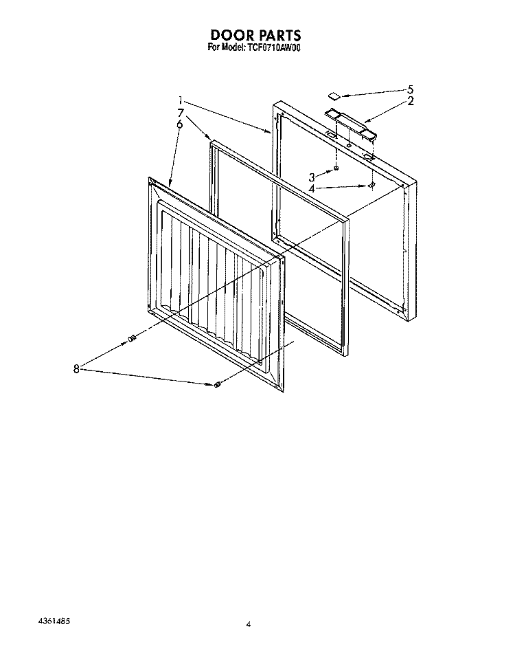 SECTION Diagram and Parts List for TCF0710AW00  Whirlpool Freezer