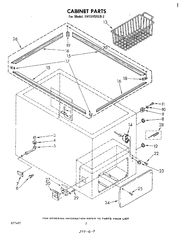SECTION Diagram and Parts List for EH15VSXLN2  Whirlpool Freezer