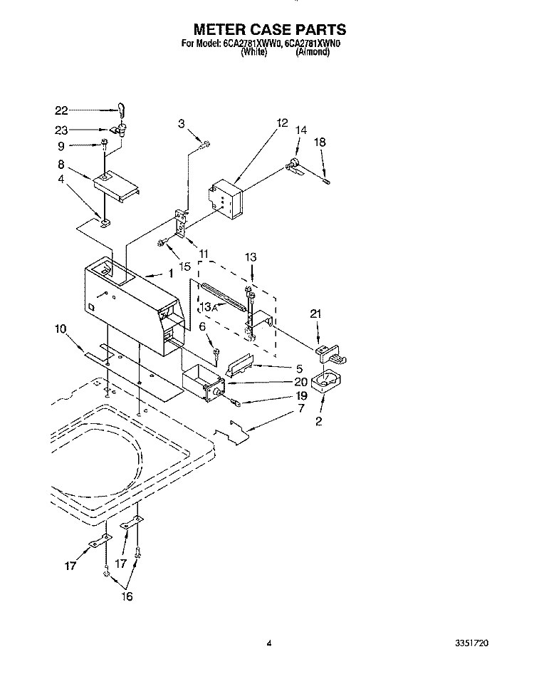 METER CASE Diagram and Parts List for 6CA2781XWW0  Whirlpool Washer
