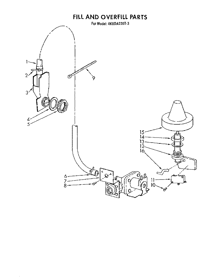 FILL AND OVERFILL Diagram and Parts List for 4KUDA220T3  KitchenAid Dishwasher