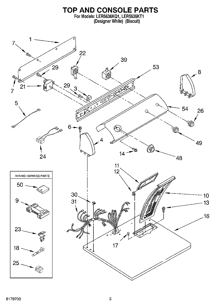 SECTION Diagram and Parts List for LER5636KT1  Whirlpool Dryer