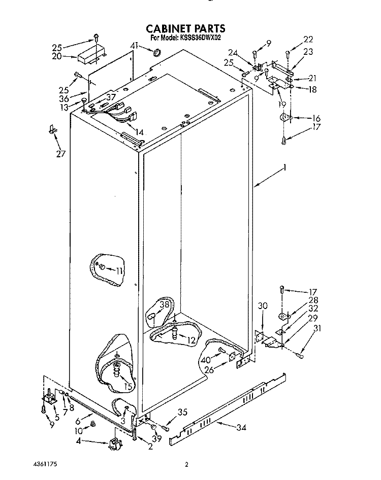 CABINET Diagram and Parts List for KSSS36DWX02  KitchenAid Refrigerator